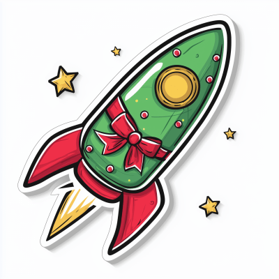 Festive Rocket Christmas Sticker