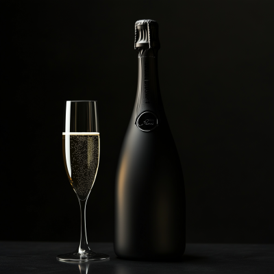 Elegant Black Champagne Bottle