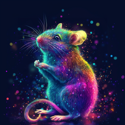 Colorful Holographic Longfur Rat