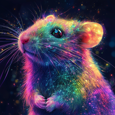 Holographic Rainbow Fur Rat