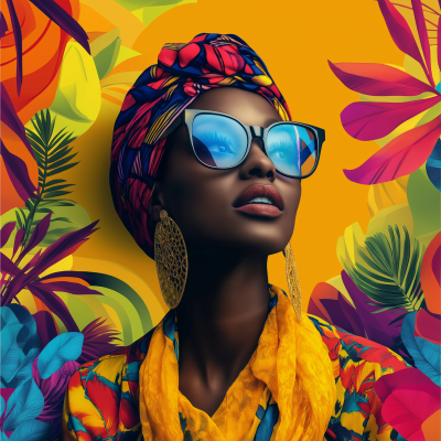 Confident Black Woman in Vibrant Surroundings