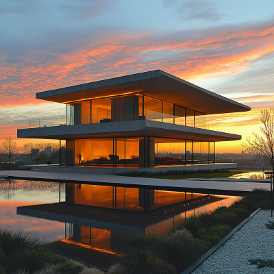 Modern Architecture at Sunset