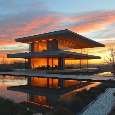 Modern Architecture at Sunset