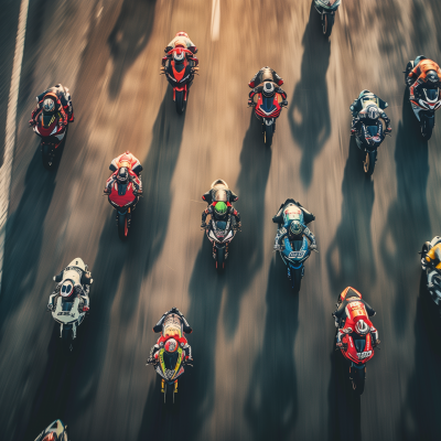 Aerial View of Motorcycle Racing