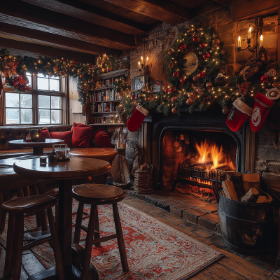 Cozy English Pub at Christmas