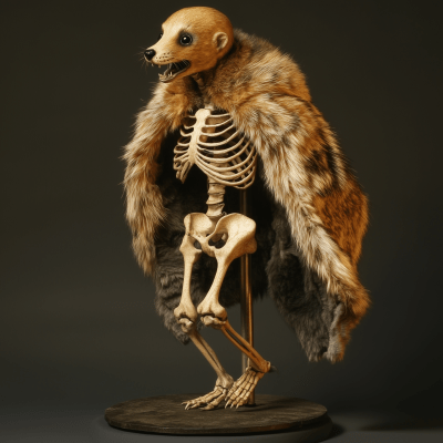 Mink Skeleton Statue in Fur
