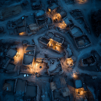 Night View of Mudhouses