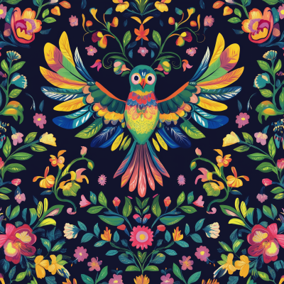 Mexican Folk Bird Pattern