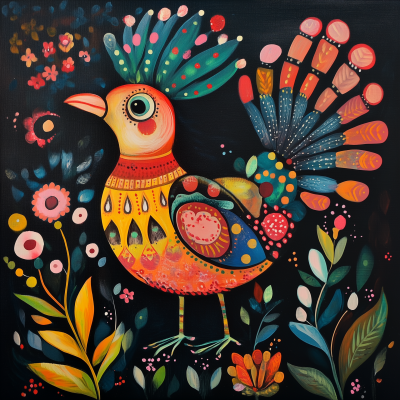 Colorful Folk Bird