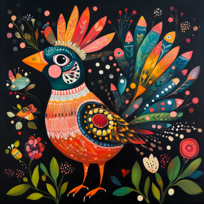 Colorful Folk Bird