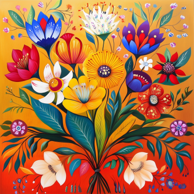 Mexican Folk Exotic Flowers