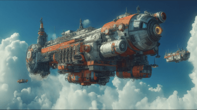 Retrofuturistic Sky Scene