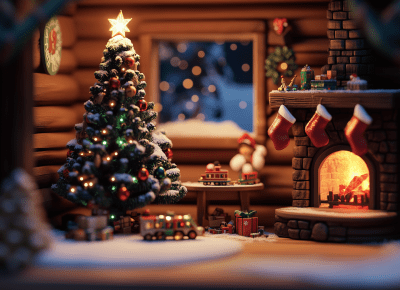 Cozy Christmas Cabin View