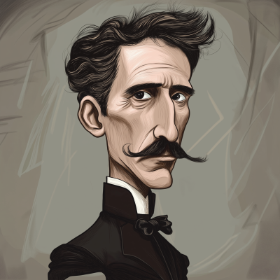 Caricature of Nikola Tesla