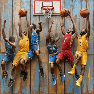 Diverse Basketball Players in Action