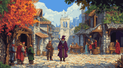 Pixel Art Wizard in Tavern