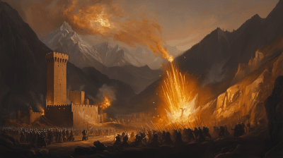 Trebuchet Attack on Mountain Castle