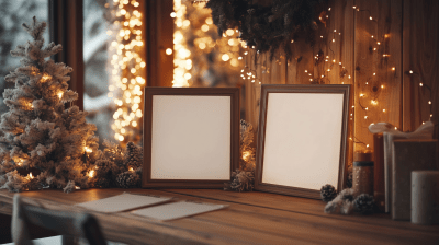 Empty Picture Frames on Desk