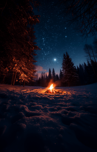 Winter Camping Night