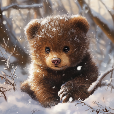 Cute Bear in Winter