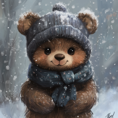 Cute Bear in Winter