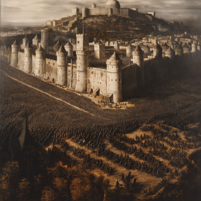 Enormous Medieval Army Aerial View