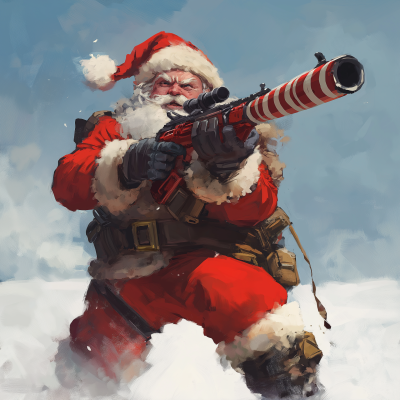 Badass Santa with Candy Cane Gun