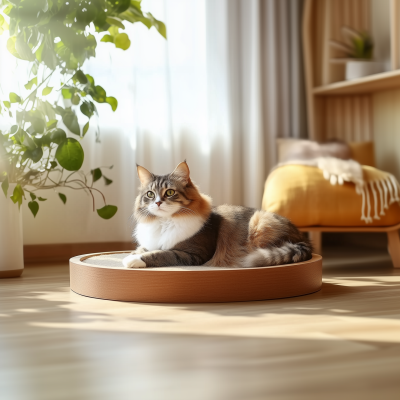 Cute Cat in Scratching Board