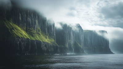 Misty Coastal Cliffs