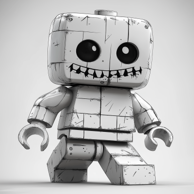 Monster Lego Figure in Line Art