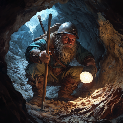 Dwarven Miner in a Fantasy Mine
