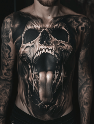 Ghostly Skull Tattoo