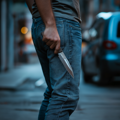 Man with knife on street