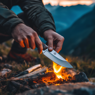 Camping Knife in the Mountains