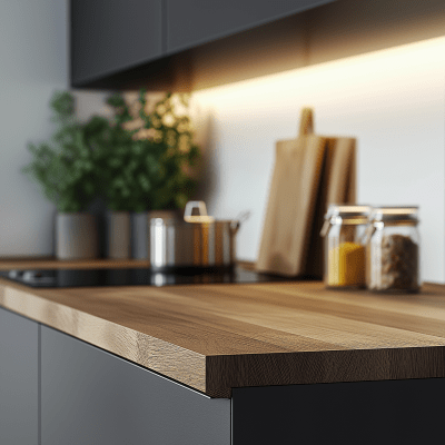 Wooden Countertop in Modern Kitchen