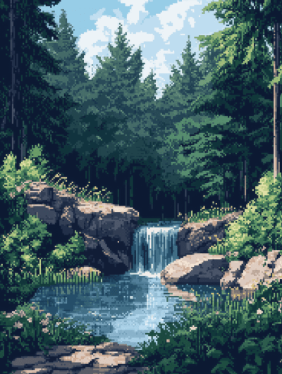 Pixel Art Forest Scene