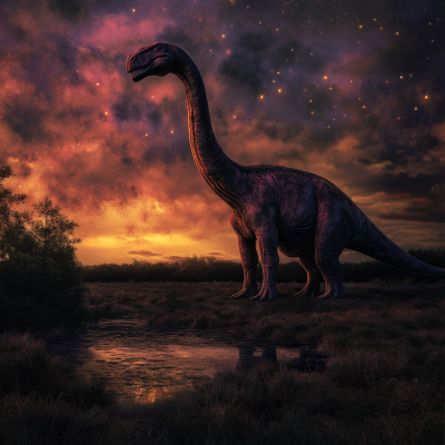 Brachiosaurus in Colorful Landscape