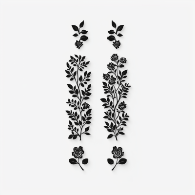 Vertical Floral Vector Decals