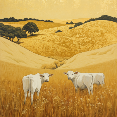 Australian Landscape with Gilded Fields