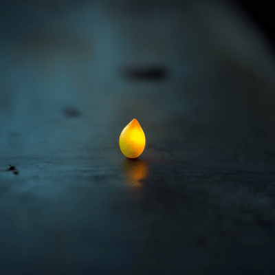 Glowing Seed on Metal Table