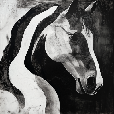 Surreal Black and White Horse