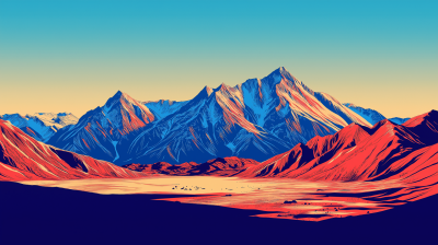 Himalayan Mountain Range Illustration