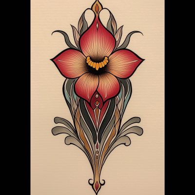 Ornamental Art Nouveau Daffodil