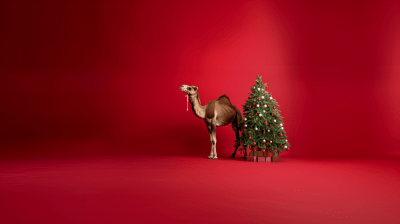 Camel and Christmas Tree