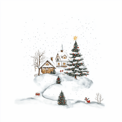 Christmas Scene Drawing