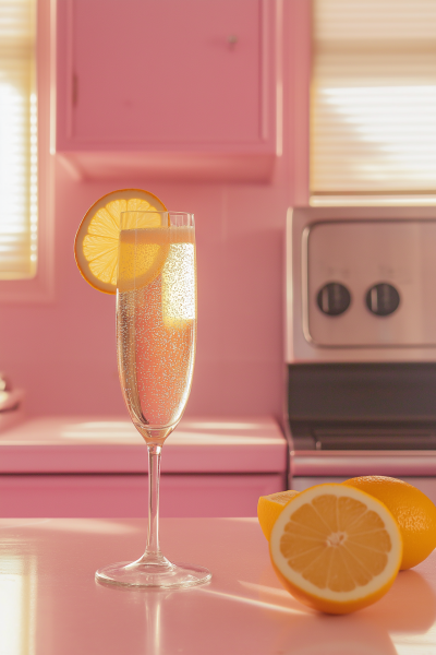 French 75 Cocktail in 80s Kitchen