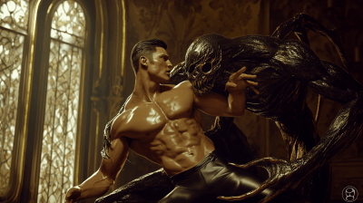Muscular Warrior and Evil Spider