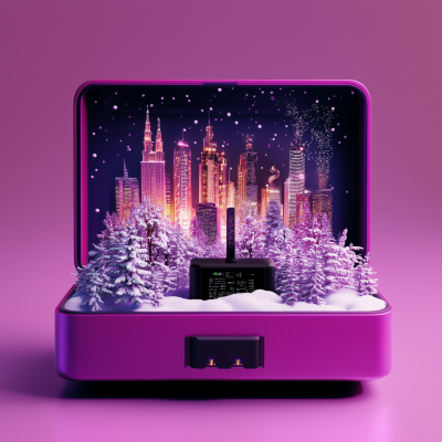 Magenta Gift Box with Winter Wonderland