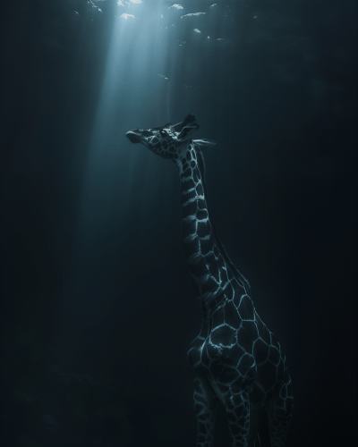 Giraffe in the Deep Blue