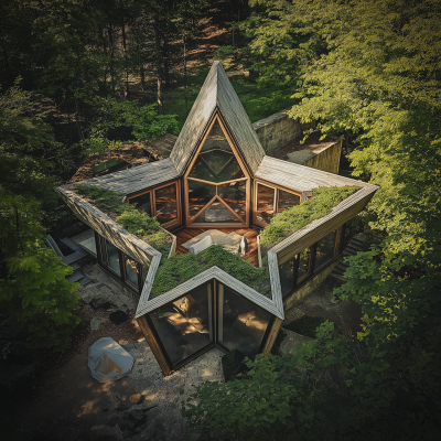 Aerial View of Unique House
